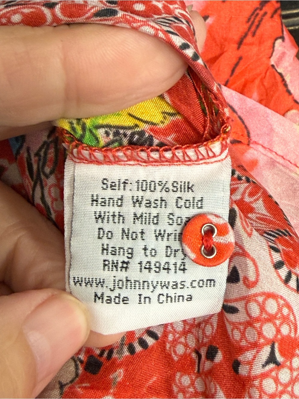 Johnny Was XL Coral Floral Boho Blouse Scallop Hem Cottagecore Resort Top Chic - Picture 9 of 10